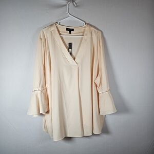 The Limited Light Pink V-Neck Blouse with Bell Sleeves NWT